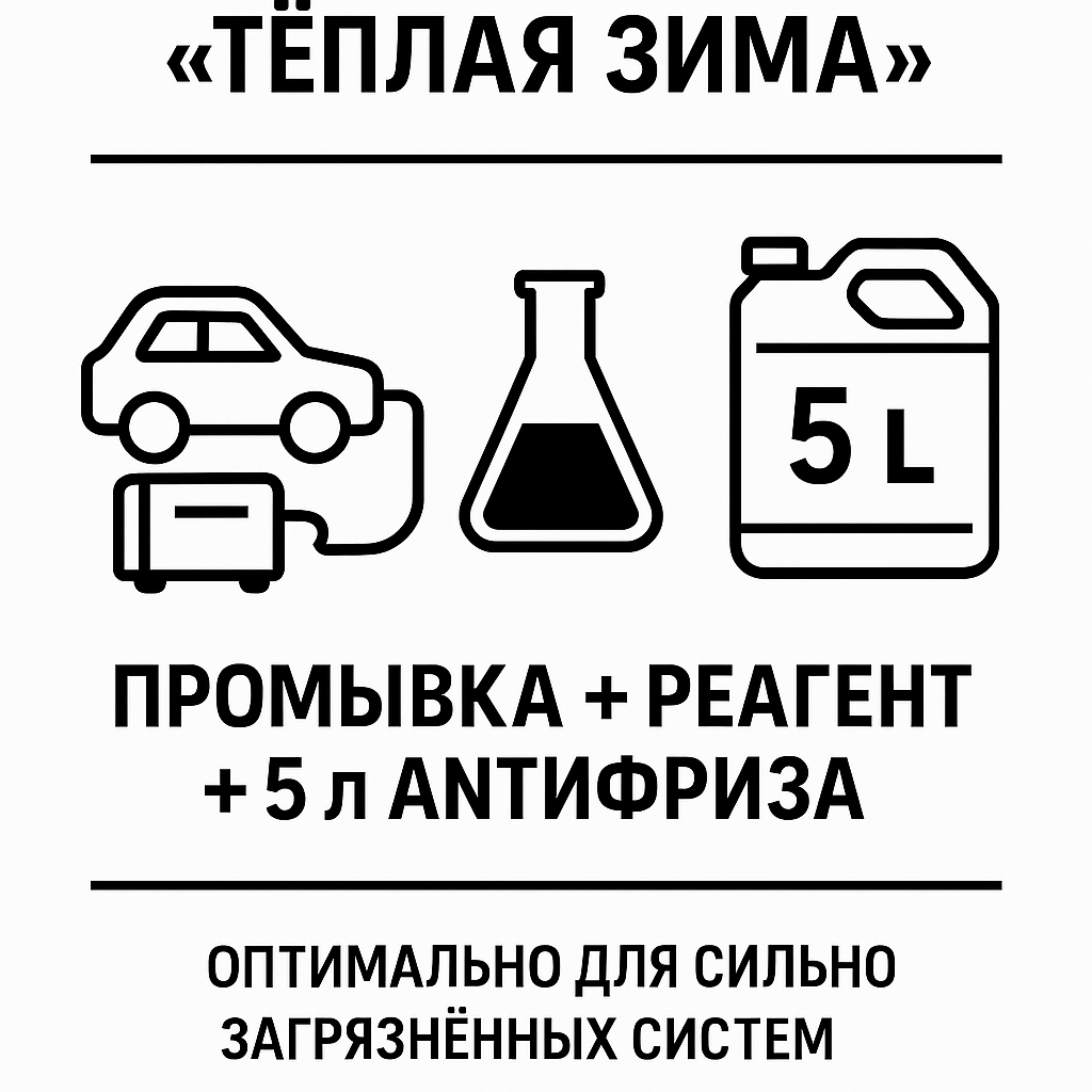 Пакет «Тепла зима»: промивка + антифриз 5 л